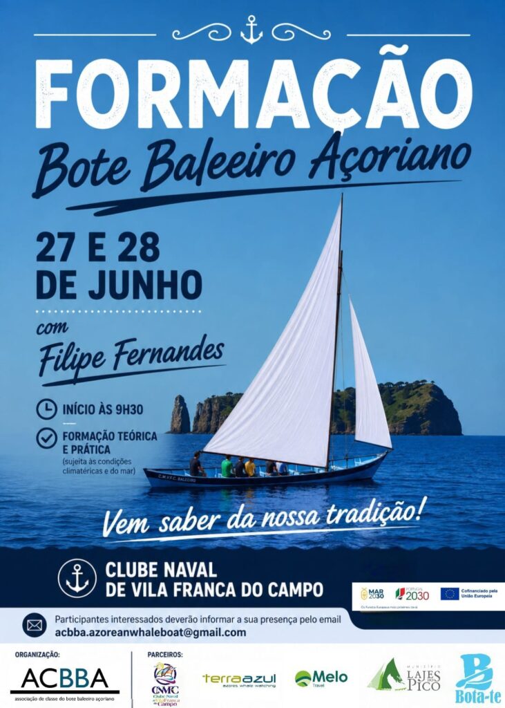 Formação de Bote Baleeiro Açoriano dias 27 e 28 no Clube Naval de Vila Franca do Campo